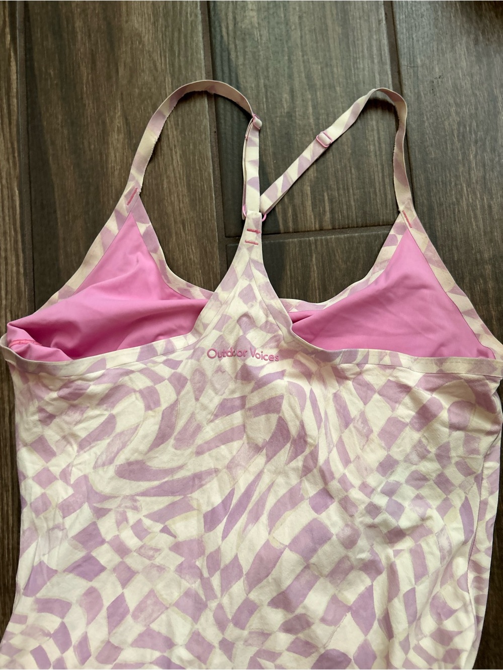 Outdoor Voices Exercise Dress Wavy Checkered Print in Pink Sz S - Picture 8 of 10
